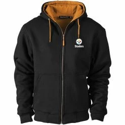 Best Sale 🎁 Unbranded Men's Dunbrooke Black Pittsburgh Steelers Craftsman Thermal-Lined Full-Zip Hoodie 😍