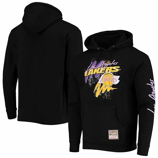 Budget ๐ Unbranded Men's Mitchell & Ness Black Los Angeles Lakers Hardwood Classics Hyper Hoops Pullover Hoodie โญ - Image 2