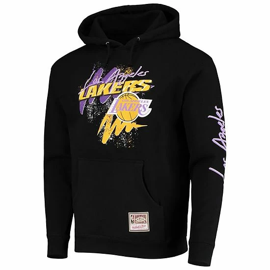 Budget ๐ Unbranded Men's Mitchell & Ness Black Los Angeles Lakers Hardwood Classics Hyper Hoops Pullover Hoodie โญ - Image 3