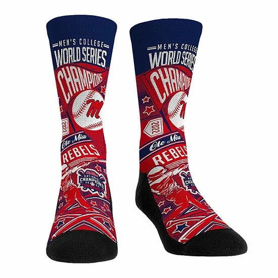 Cheapest 🤩 Unbranded Rock Em 🧦 Socks Red Ole Miss Rebels 2022 NCAA Men's ⚾ Baseball College World Series Champions Crew 🧦 Socks 🥰