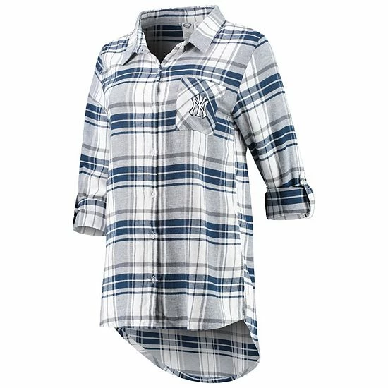 Cheapest 🧨 Unbranded 👩 Women's Concepts Sport Navy/Gray New York Yankees Accolade Flannel Nightshirt ✨ - Image 3
