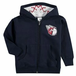 Outlet 😀 Unbranded Toddler Soft As A Grape Navy Cleveland Guardians ⚾ Baseball Print Full-Zip Hoodie 🎁