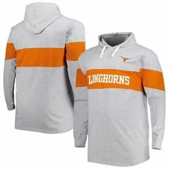 Best Pirce 😉 Unbranded Men's Heathered Gray/Texas Orange Texas Longhorns Big & Tall Long Sleeve Jersey Hoodie T-Shirt 👍