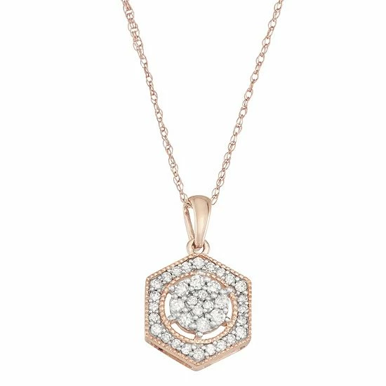 Coupon 😀 Unbranded 10k Rose Gold 1/3 Carat T.W. Diamond Medallion Necklace 🌟