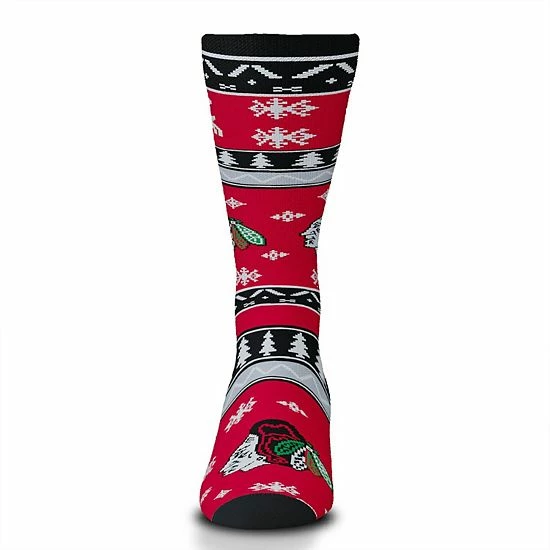 Wholesale 🥰 Unbranded For Bare Feet Chicago Blackhawks Holiday Pattern Crew 🧦 Socks 🤩 - Image 3