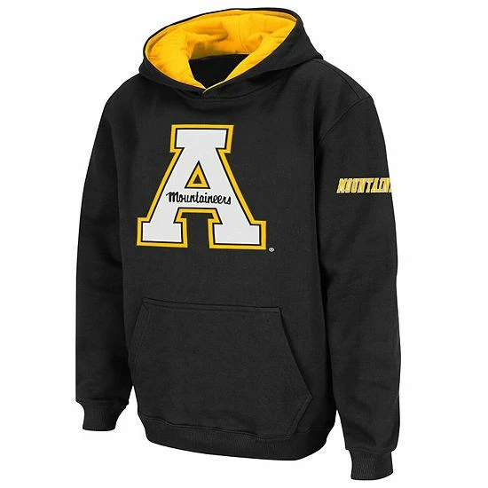 Outlet 🤩 Unbranded Youth Stadium Athletic Black Appalachian State Mountaineers Big Logo Pullover Hoodie ⌛