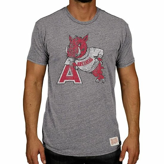 Hot Sale ๐ Unbranded Men's Original Retro Brand Heathered Gray Arkansas Razorbacks Vintage Tri-Blend T-Shirt ๐ - Image 5