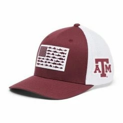 Deals 🥰 Unbranded Men's Columbia Maroon Texas A&M Aggies PFG Tonal Fish Flag Flex Hat 😍