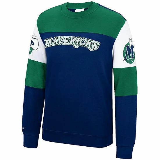 Promo 🥰 Unbranded Men's Mitchell & Ness Navy Dallas Mavericks Perfect Season Fleece Pullover Sweatshirt 😉 - Image 3