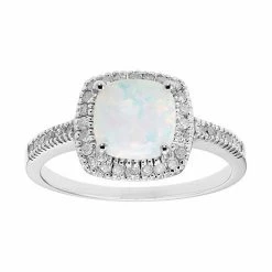Best Sale 😀 Unbranded Lab-Created Opal 10K Gold & 1/5 Carat T.W. Diamond Frame Ring Rose 🎉
