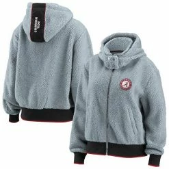Outlet 😉 Unbranded 👩 Women's WEAR By Erin Andrews Gray Alabama Crimson Tide Sherpa Full-Zip Hoodie 😍
