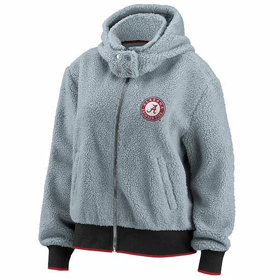 Outlet ๐ Unbranded ๐ฉ Women's WEAR By Erin Andrews Gray Alabama Crimson Tide Sherpa Full-Zip Hoodie ๐ - Image 3