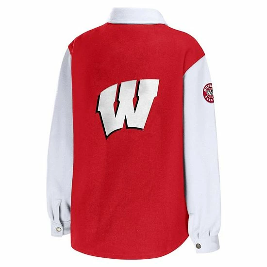 Coupon 😍 Unbranded 👩 Women's WEAR By Erin Andrews Red Wisconsin Badgers Button-Up 👚 Shirt Jacket ✨ - Image 4