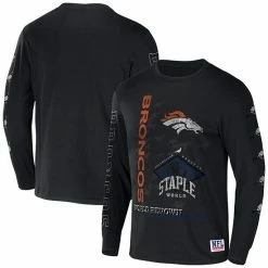 Top 10 🌟 Unbranded Men's NFL X Staple Black Denver Broncos World Renowned Long Sleeve T-Shirt 🎁