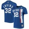 New 🛒 Unbranded Men's Mitchell & Ness Julius Erving Blue New York Nets Hardwood Classics Stitch Name & Number T-Shirt 👍