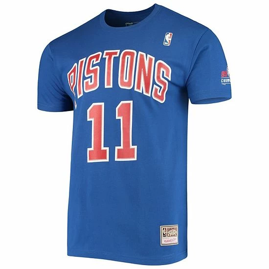 Coupon 🔔 Unbranded Men's Mitchell & Ness Isiah Thomas Blue Detroit Pistons Hardwood Classics Stitch Name & Number T-Shirt ✨ - Image 3