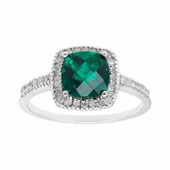 Outlet ❤️ Unbranded Lab-Created Emerald 10K Gold & 1/5 Carat T.W. Diamond Frame Ring Yellow 👍
