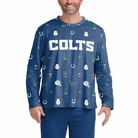 New ๐ฏ Unbranded Men's FOCO Royal Indianapolis Colts Ugly Sweater Long Sleeve T-Shirt ๐