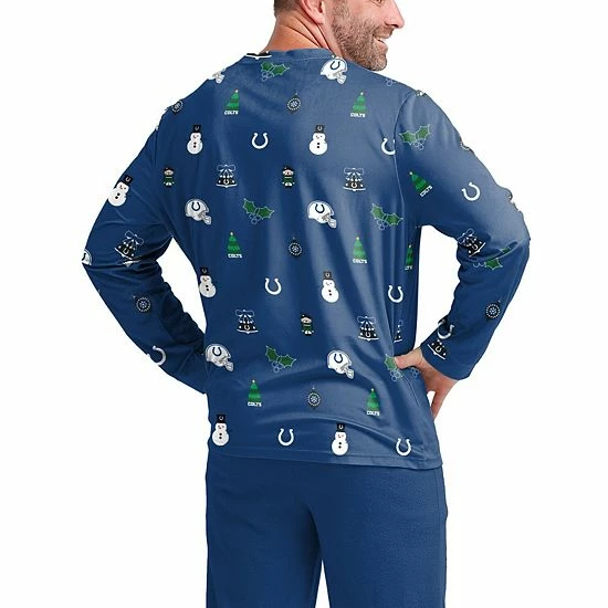 New ๐ฏ Unbranded Men's FOCO Royal Indianapolis Colts Ugly Sweater Long Sleeve T-Shirt ๐ - Image 3
