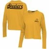 Discount 🌟 Unbranded 👩 Women's Junk Food Gold Pittsburgh Steelers Pocket Thermal Long Sleeve T-Shirt 🧨