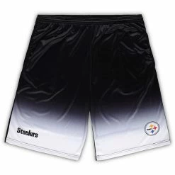 Cheap 🎁 Unbranded Men's Black Pittsburgh Steelers Big & Tall Faded Shorts ⭐