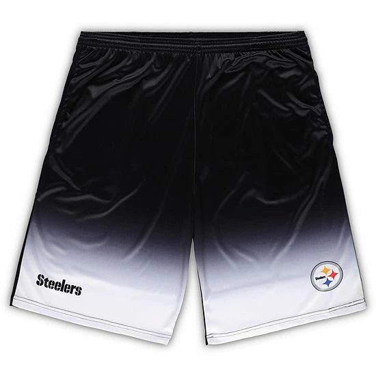 Cheap 🎁 Unbranded Men's Black Pittsburgh Steelers Big & Tall Faded Shorts ⭐