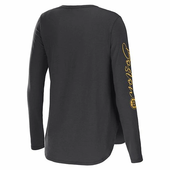 Cheapest โ Unbranded ๐ฉ Women's WEAR By Erin Andrews Charcoal Boston Bruins Team Scoop Neck Long Sleeve T-Shirt ๐ - Image 4