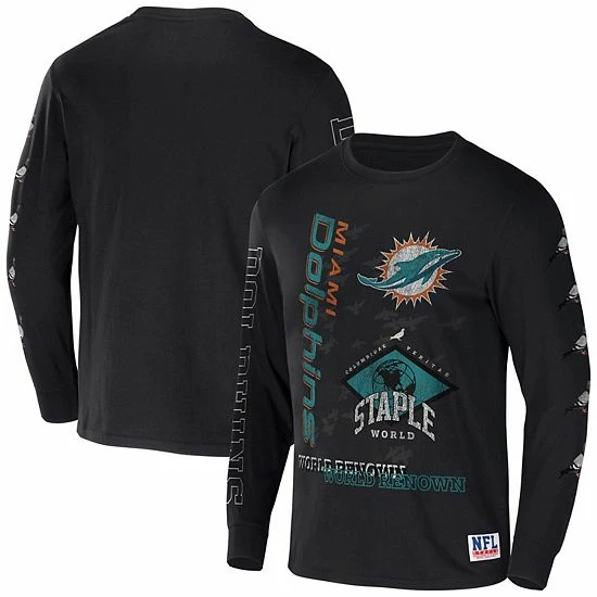 Best reviews of ๐ Unbranded Men's NFL X Staple Black Miami Dolphins World Renowned Long Sleeve T-Shirt โจ