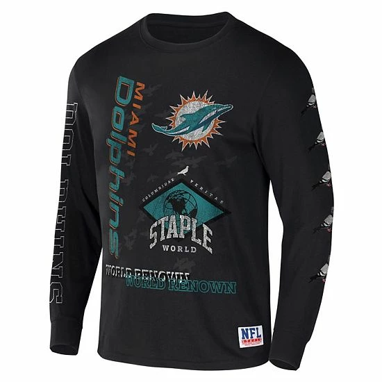 Best reviews of ๐ Unbranded Men's NFL X Staple Black Miami Dolphins World Renowned Long Sleeve T-Shirt โจ - Image 3
