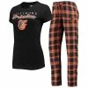 Discount 😍 Unbranded 👩 Women's Concepts Sport Black/Orange Baltimore Orioles Lodge T-Shirt & Pants Sleep Set 🤩