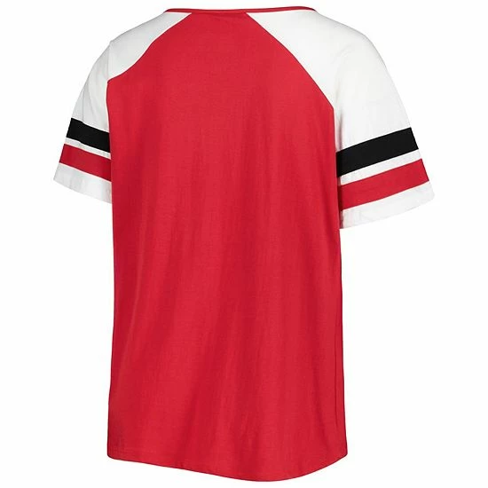 Hot Sale โญ Unbranded ๐ฉ Women's Red Wisconsin Badgers Plus Size Arch Raglan Notch Neck T-Shirt ๐ - Image 4