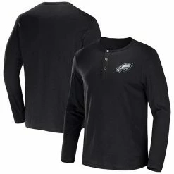 Best Sale 🎁 Unbranded Men's NFL X Darius Rucker Collection By Fanatics Black Philadelphia Eagles Slub Jersey Henley Long Sleeve T-Shirt 🛒
