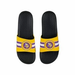 Wholesale 🔔 Unbranded FOCO Minnesota Vikings Stripe Raised Slide 🩴 Sandals 🧨