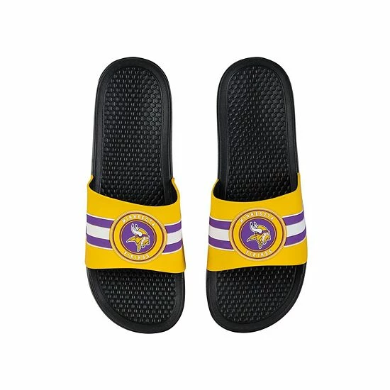 Wholesale ๐ Unbranded FOCO Minnesota Vikings Stripe Raised Slide ๐ฉด Sandals ๐งจ