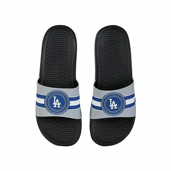 Discount ✔️ Unbranded FOCO Los Angeles Dodgers Stripe Raised Slide 🩴 Sandals 🔔