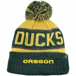Outlet ⭐ Unbranded Youth Top Of The World Yellow Oregon Ducks Below Zero Cuffed Knit Hat With Pom 🥰