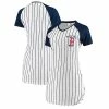 New 🌟 Unbranded 👩 Women's Concepts Sport White Boston Red Sox Vigor Pinstripe Nightshirt 💯