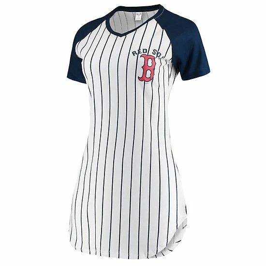 New 🌟 Unbranded 👩 Women's Concepts Sport White Boston Red Sox Vigor Pinstripe Nightshirt 💯 - Image 3