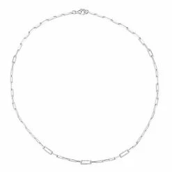 Cheapest 🎁 Unbranded Sterling Silver 1/3 Carat T.W. Diamond Paper Clip Necklace ⌛