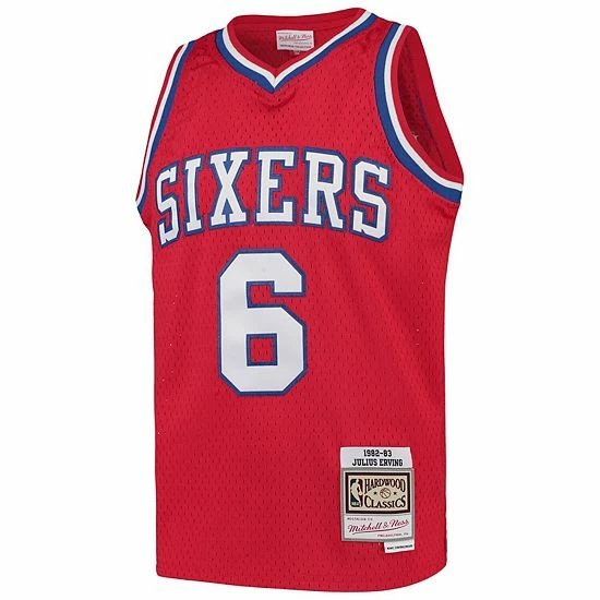 Outlet 🤩 Unbranded Youth Mitchell & Ness Julius Erving Red Philadelphia 76ers Swingman Throwback Jersey 🤩 - Image 3