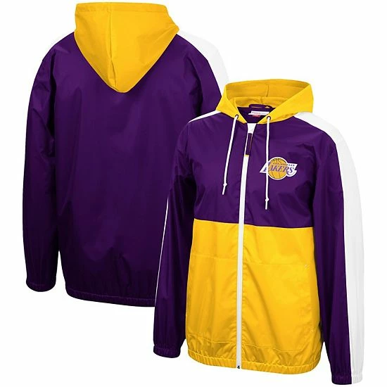 Flash Sale 👏 Unbranded Men's Mitchell & Ness Purple Los Angeles Lakers Game Day Windbreaker Full-Zip Jacket 🥰