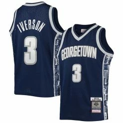 Cheap ⭐ Unbranded Men's Mitchell & Ness Allen Iverson Navy Georgetown Hoyas 1995-96 Replica Swingman Jersey 👍