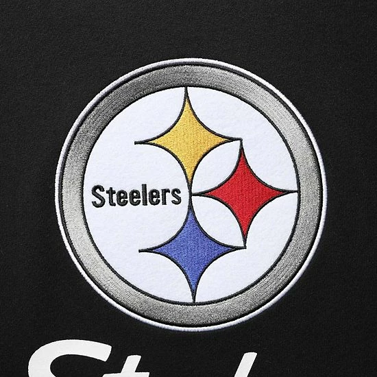 Cheap ๐ Unbranded Men's Mitchell & Ness Black Pittsburgh Steelers Home Advantage Raglan Short Sleeve Pullover Hoodie ๐งจ - Image 5