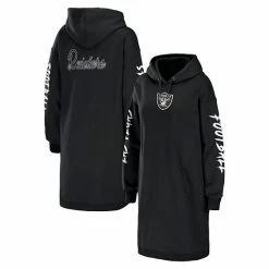 Cheapest ⌛ Unbranded 👩 Women's WEAR By Erin Andrews Black Las Vegas Raiders Hoodie 👗 Dress 🎁