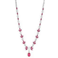 Wholesale 👏 Unbranded Sterling Silver Lab-Created Ruby & Lab-Created White Sapphire Necklace 🛒