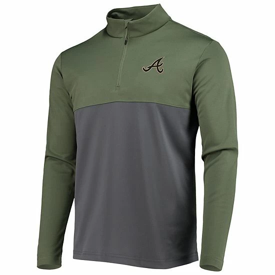 Budget ๐ Unbranded Men's Levelwear Olive Atlanta Braves Delta Pursue Quarter-Zip Jacket ๐คฉ - Image 3