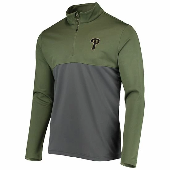 New 💯 Unbranded Men's Levelwear Olive Philadelphia Phillies Delta Pursue Quarter-Zip Jacket 😍 - Image 3
