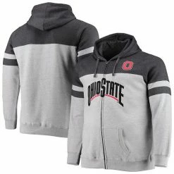 Best deal 🛒 Unbranded 👩 Women's Profile Heathered Charcoal/Heathered Gray Ohio State Buckeyes Plus Size Contrast Pieced Full-Zip Hoodie ✔️