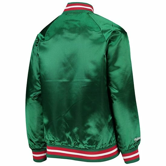 New ๐ฅฐ Unbranded Youth Mitchell & Ness Green Milwaukee Bucks Hardwood Classics Satin Raglan Full-Snap Jacket ๐ - Image 4