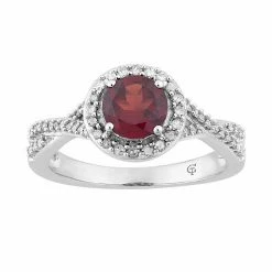 Best deal ❤️ Unbranded 10k White Gold Garnet & 1/4 Carat T.W. Diamond Halo Ring ⭐